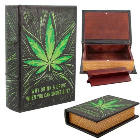 COFFRET CACHE LIVRE EN BOIS, SMOKE AND FLY