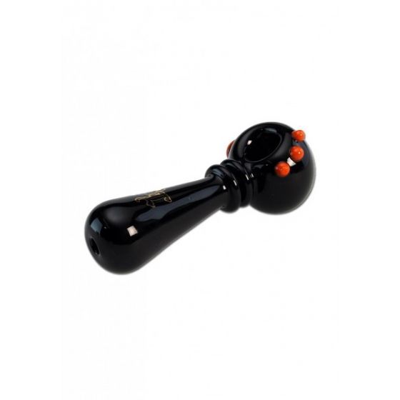 PIPE EN VERRE AVEC BOUTONS, NOIR-ORANGE