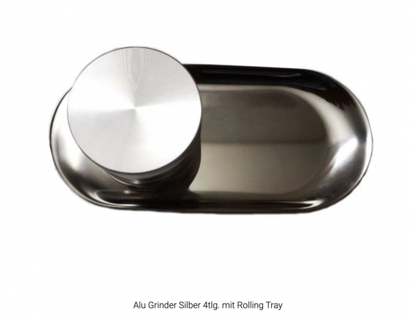 Alu Grinder Silber 4tlg. mit Rolling Tray