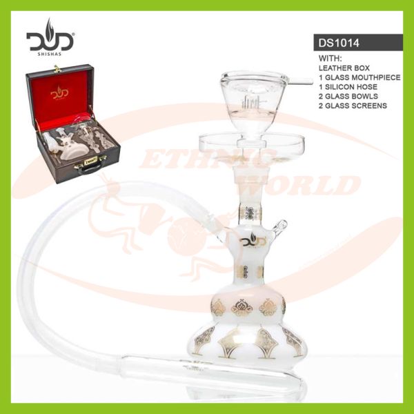 GLASS SHISHA DUD TRIBAL - LEATHER CASE (White)