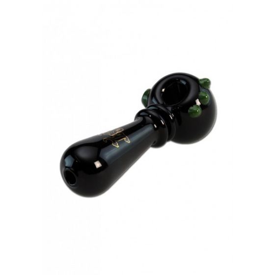 PIPE EN VERRE AVEC BOUTONS, NOIR-VERT