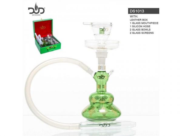 GLASS SHISHA DUD TRIBAL - LEATHER CASE (Green)